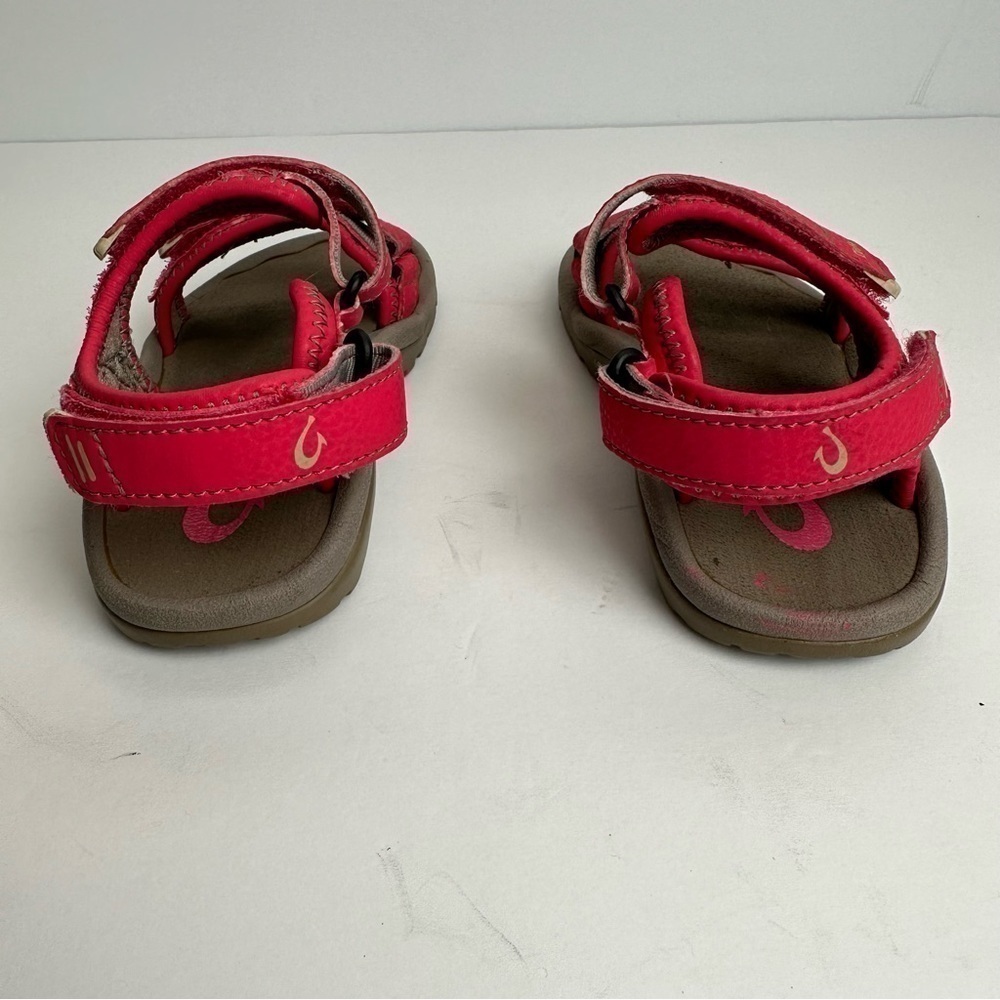 Olukai Sandals Girl's Size 11/12 Pahu Fuchsia Graphite Walking Adjustable - Picture 3 of 9